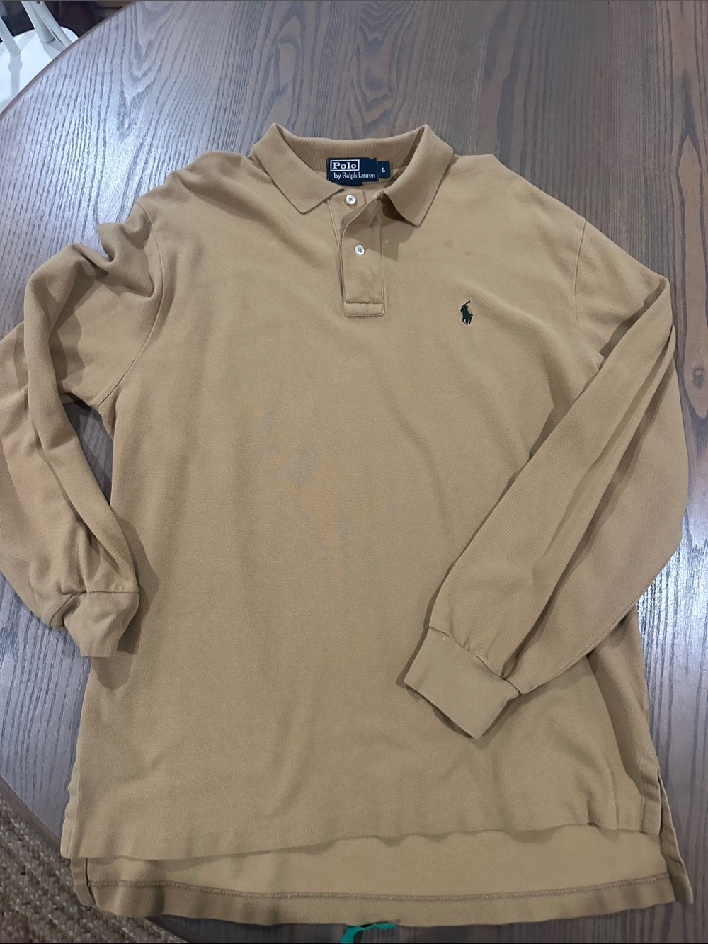 Polo by Ralph Lauren Long-Sleeve Polo in Khaki Tan